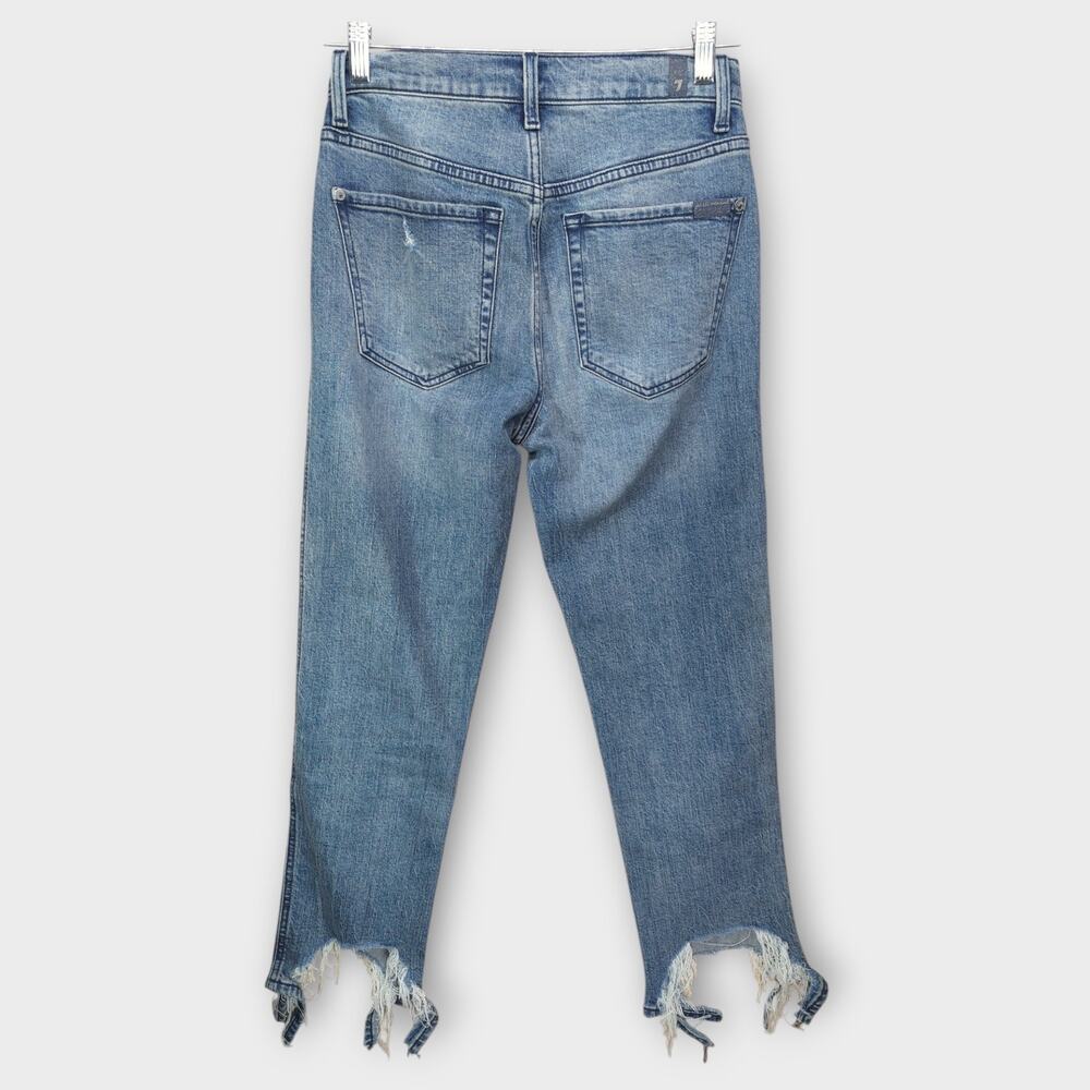 Womens 7 For All Mankind High Waist Cropped Straight Blue Jeans Size 26 - Picture 5 of 6